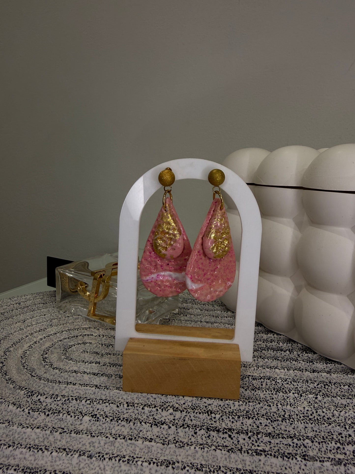 Boucles d’oreilles rose & doré
