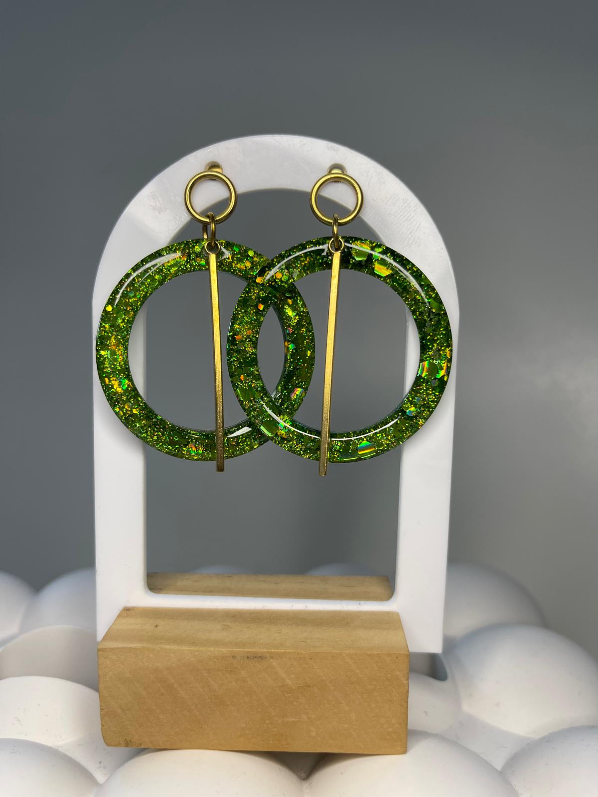 Boucles d’oreilles cercles vert émeraude