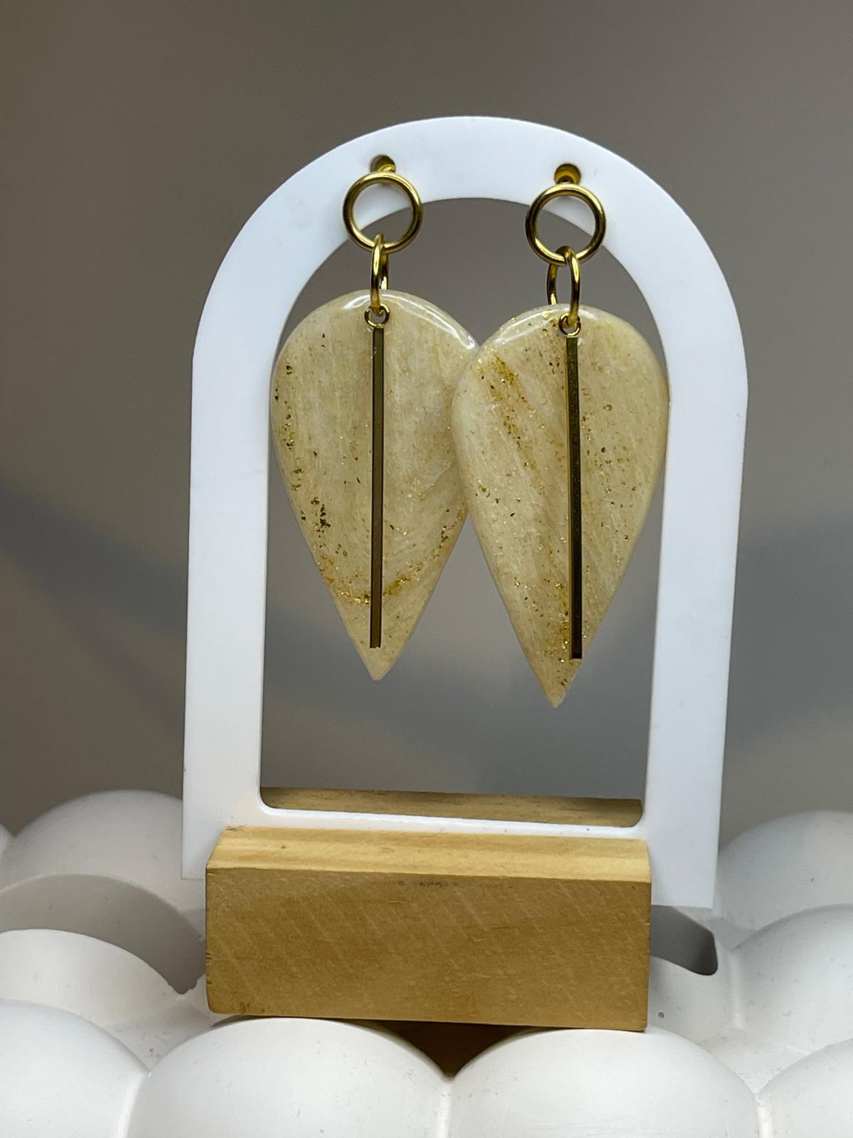 Boucles d’oreilles gouttes ivoire & doré