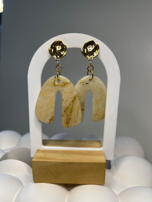 Boucles d’oreilles arche ivoire & or
