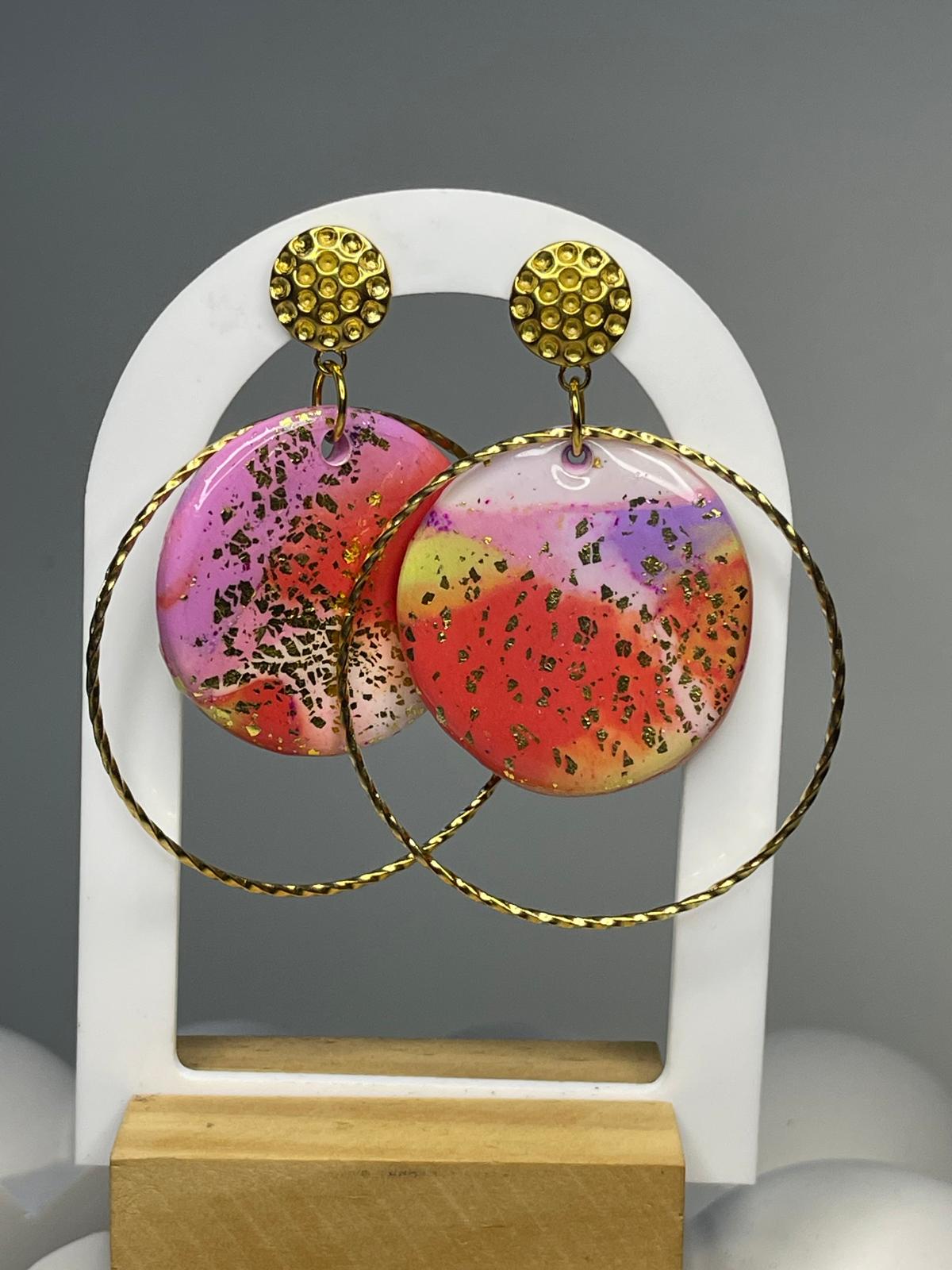 Boucles d’oreilles roses & doré