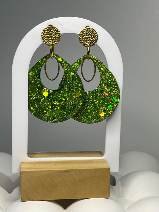 Boucles d’oreilles vert scintillant