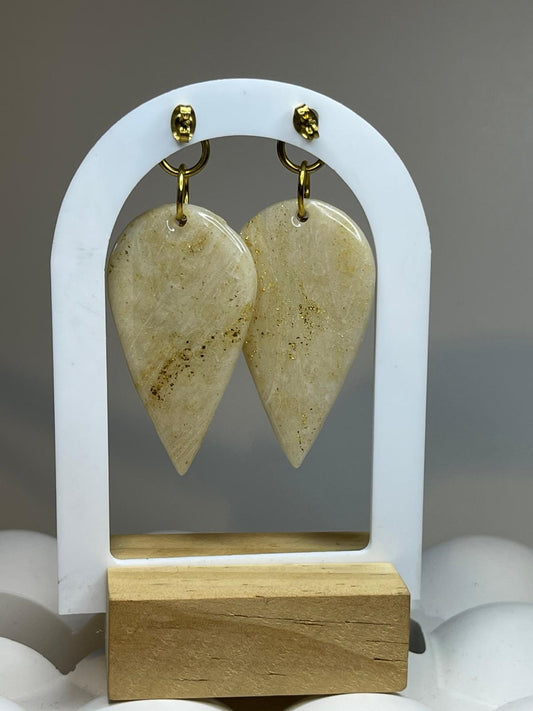 Boucles d’oreilles gouttes ivoire & doré