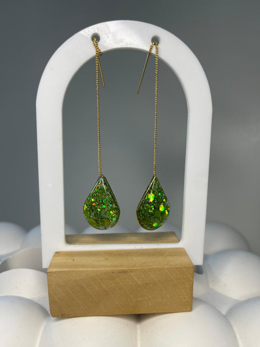 Boucles d’oreilles gouttes vert émeraude