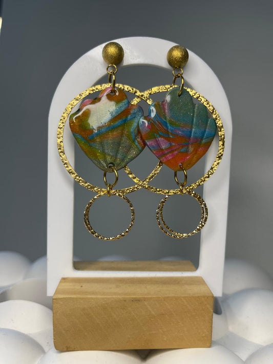 Boucles d’oreilles multicolores & doré