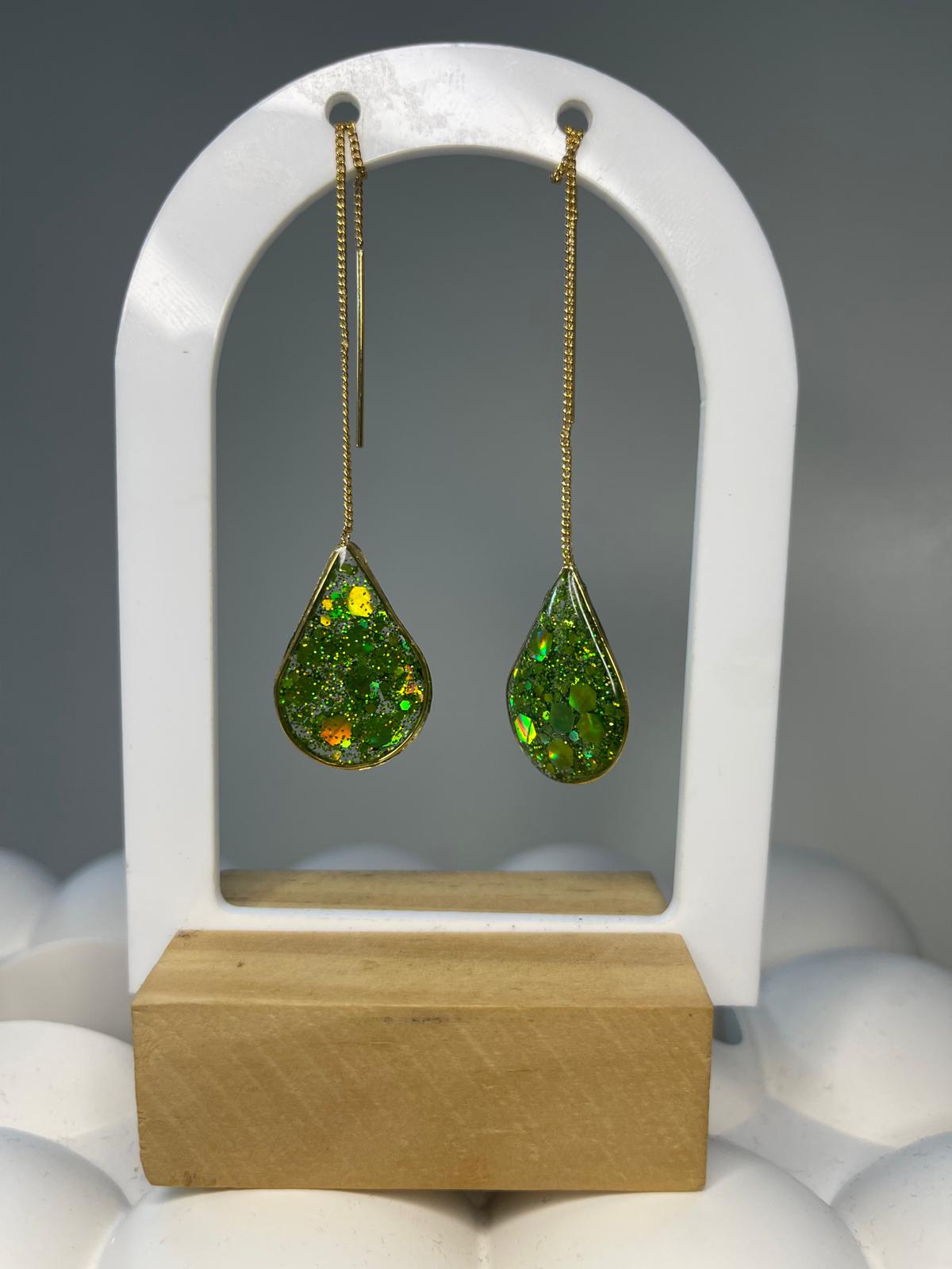 Boucles d’oreilles gouttes vert émeraude